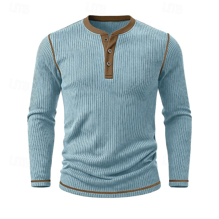 Owen | Ribbed Long-Sleeve Henley Shirt