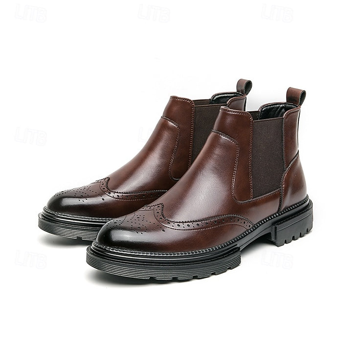 Leonard | Refined Brogue Chelsea Boots