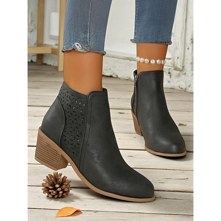 Adrienne | Cutout Block-Heel Ankle Boots