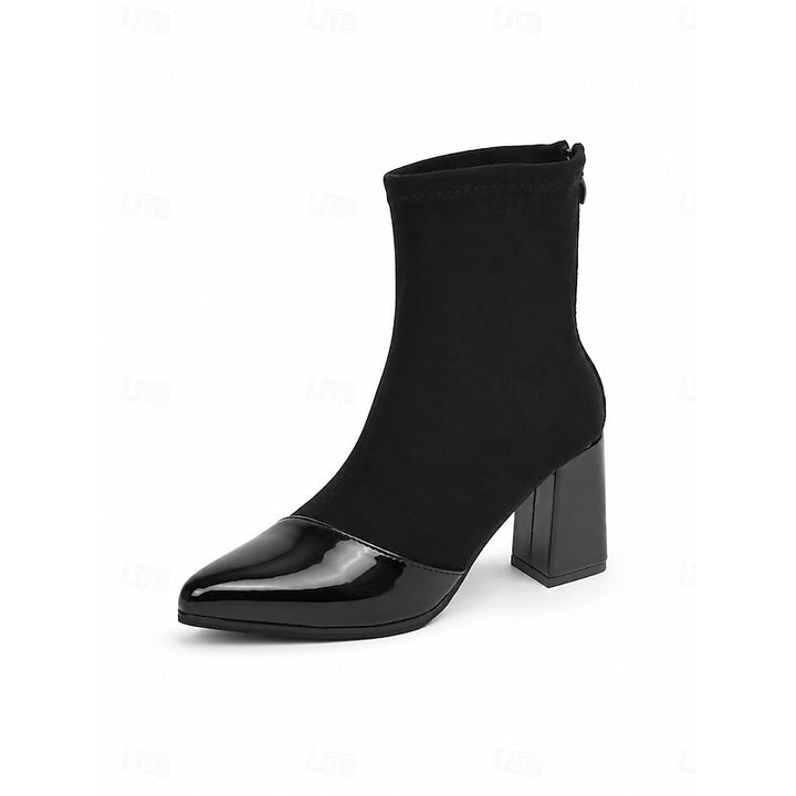 Lucia | Sleek Cap-Toe Chunky Heel Ankle Boots