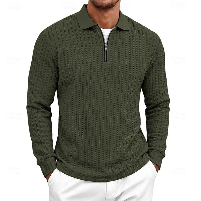 Bryson | Textured Quarter-Zip Polo Shirt