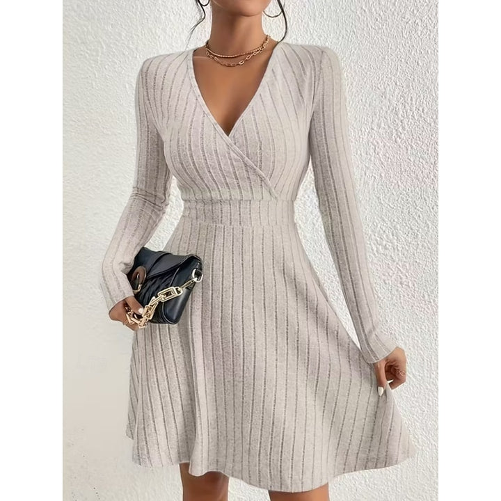 Aurelia | Ribbed Wrap-Front A-Line Dress