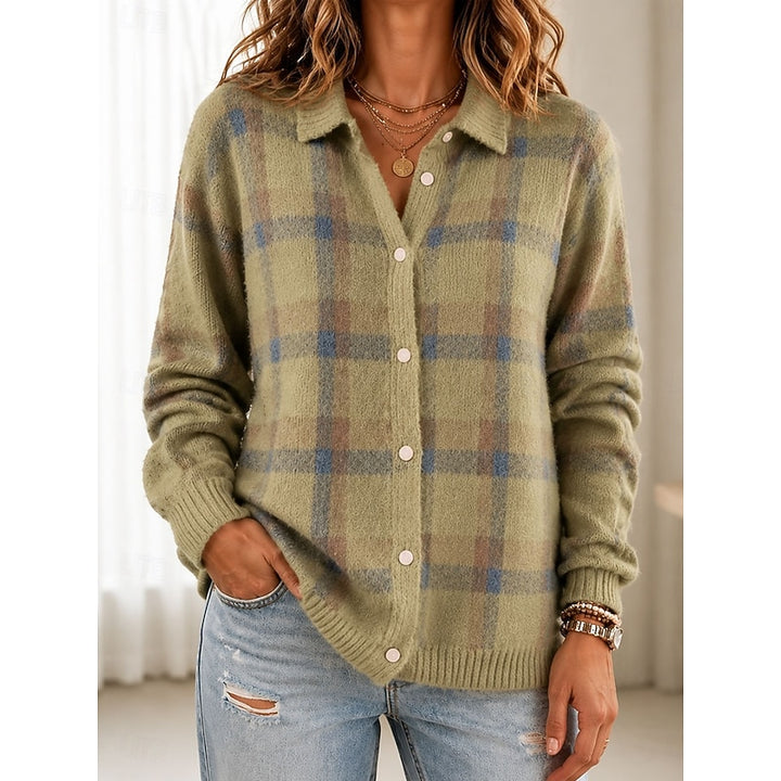 Lorraine | Checked Button-Front Cardigan