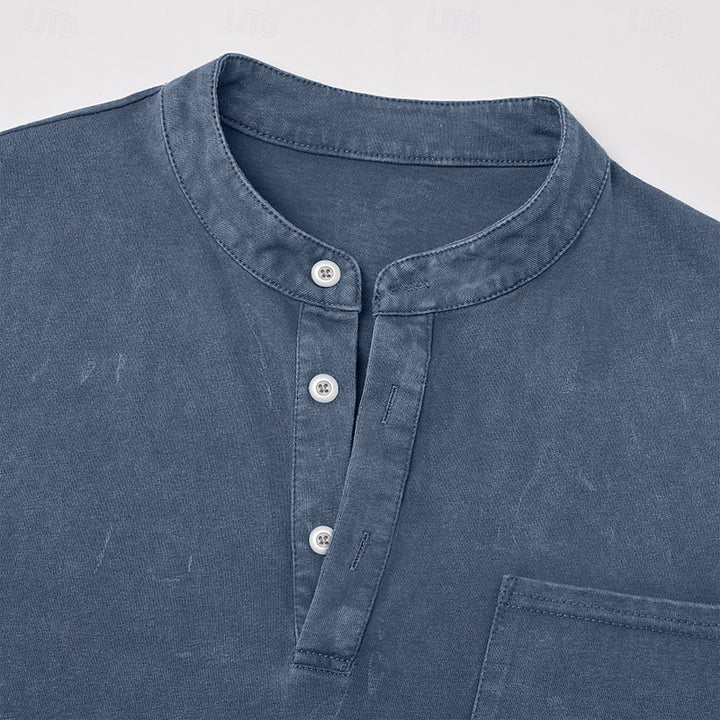 Theodore | Vintage-Wash Long Sleeve Henley Shirt