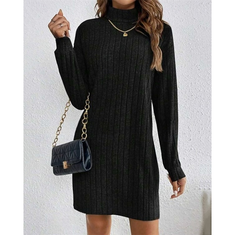 Imogen | Ribbed High-Neck Sweater Dress
