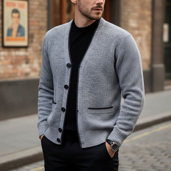 Hugh | Textured V-Neck Cardigan