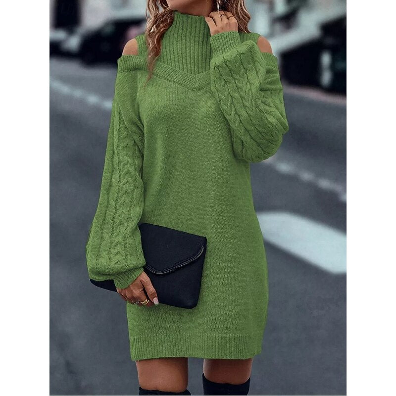 Everly | Cold-Shoulder Turtleneck Sweater Dress