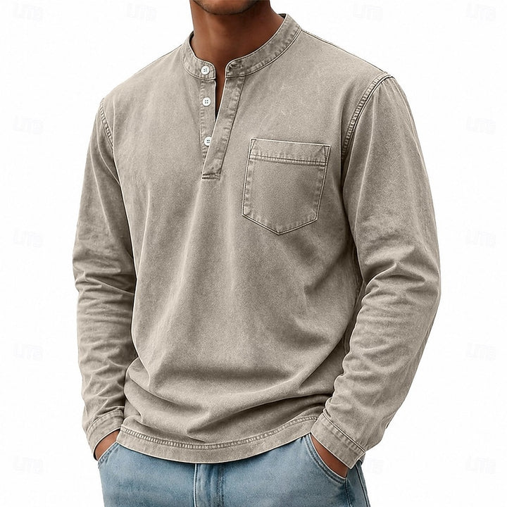 Theodore | Vintage-Wash Long Sleeve Henley Shirt