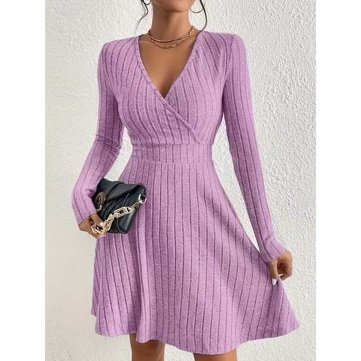 Aurelia | Ribbed Wrap-Front A-Line Dress