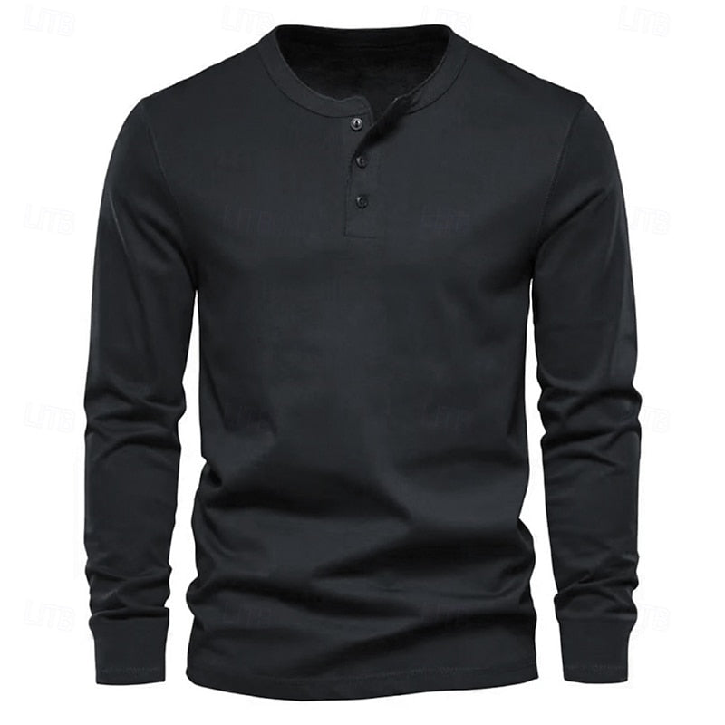 Grant | Classic Button-Neck Henley Shirt