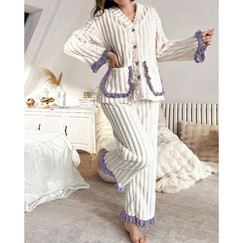 Cynthia | Ruffle-Trim Two-Piece Lounge Set