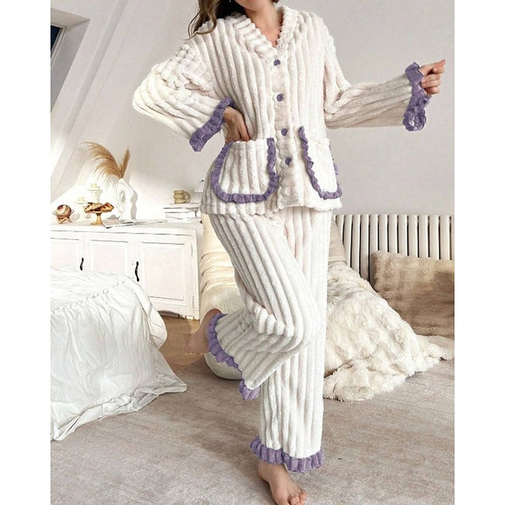 Cynthia | Ruffle-Trim Two-Piece Lounge Set