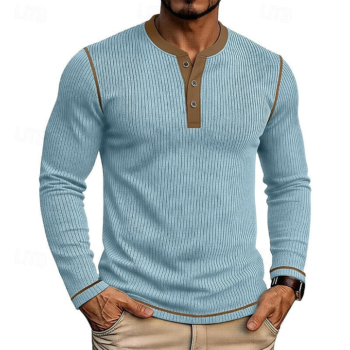 Owen | Ribbed Long-Sleeve Henley Shirt