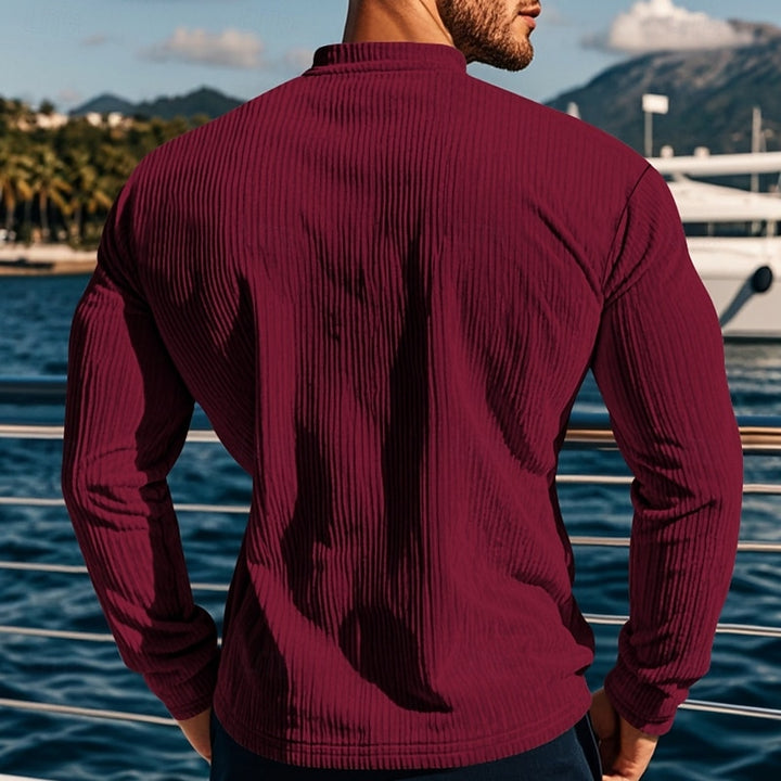 Foster | Ribbed Long-Sleeve Henley Shirt