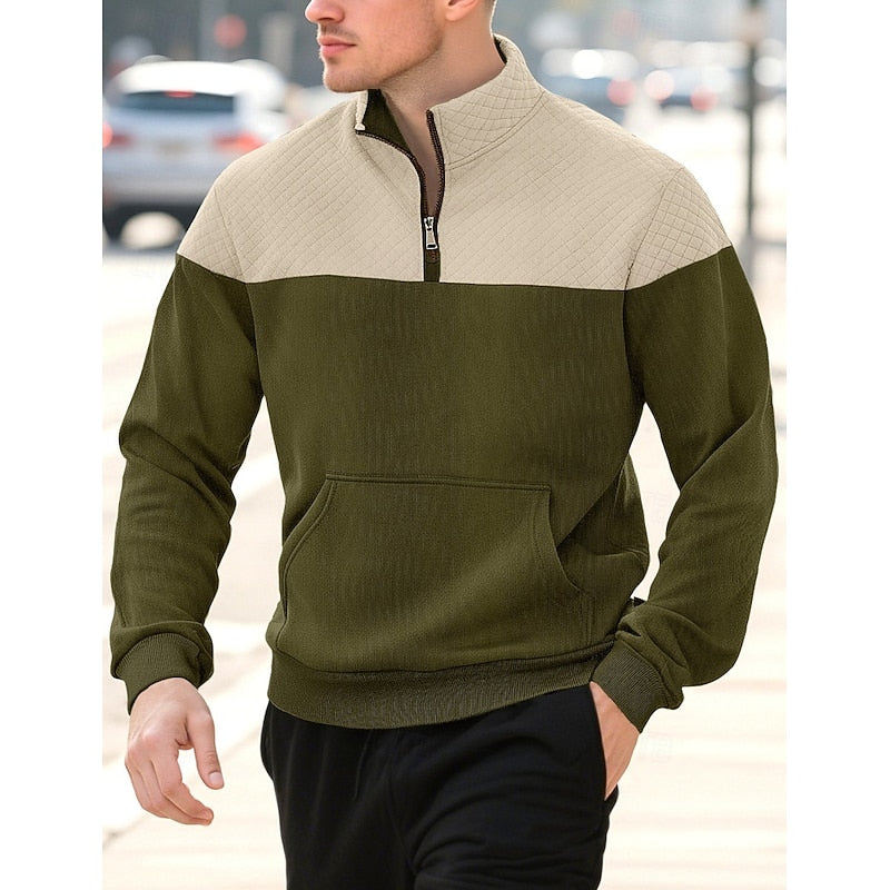 Harvey | Colour-Block Quarter-Zip Pullover