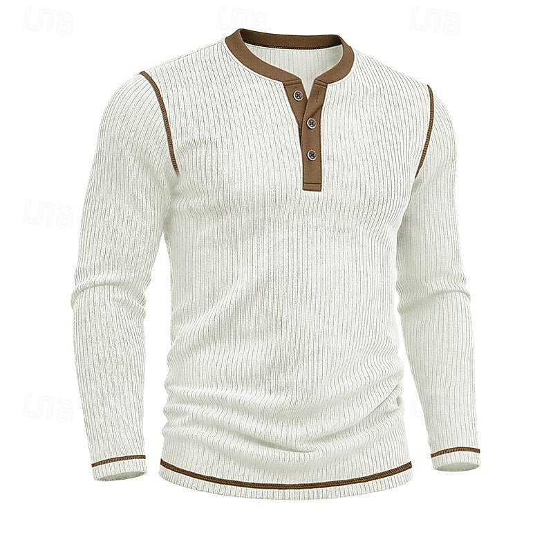 Owen | Ribbed Long-Sleeve Henley Shirt