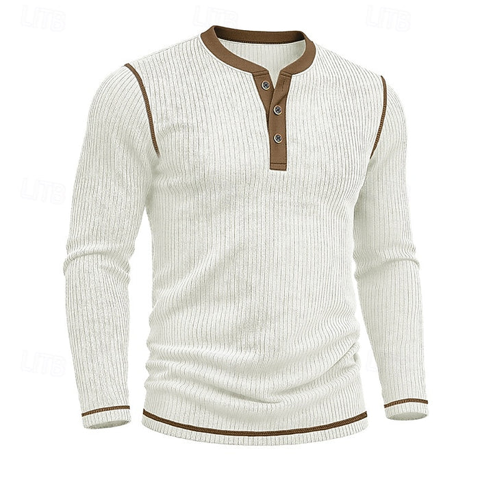 Owen | Ribbed Long-Sleeve Henley Shirt