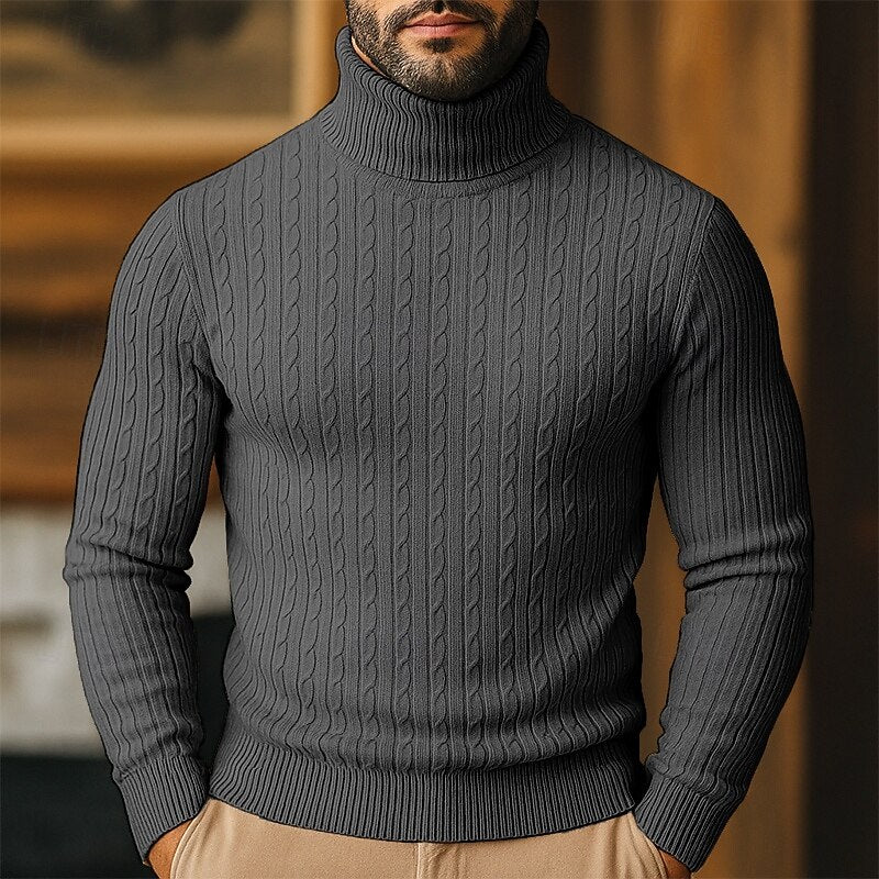 Hollis | Cable-Knit Roll Neck Jumper