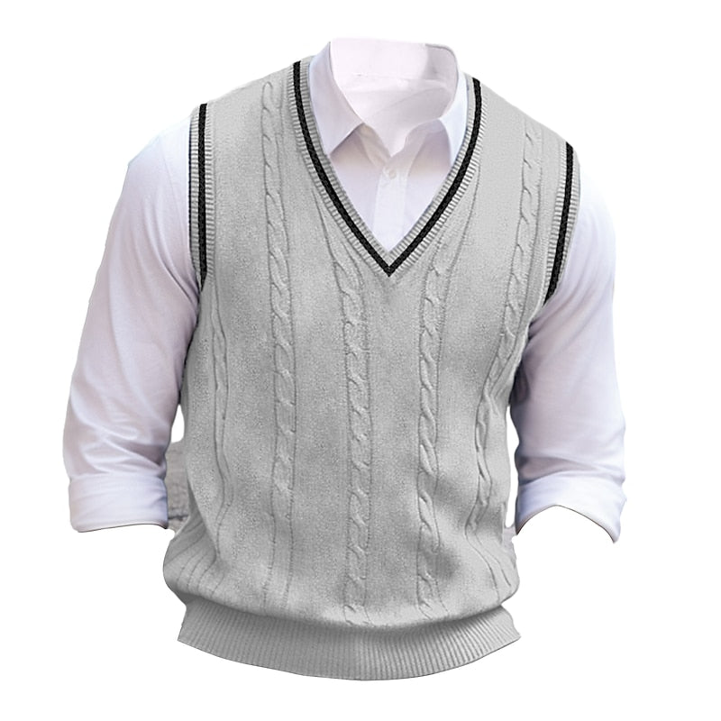 Clive | Cable-Knit V-Neck Sweater Vest