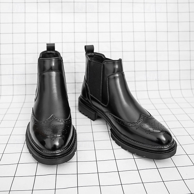Leonard | Refined Brogue Chelsea Boots