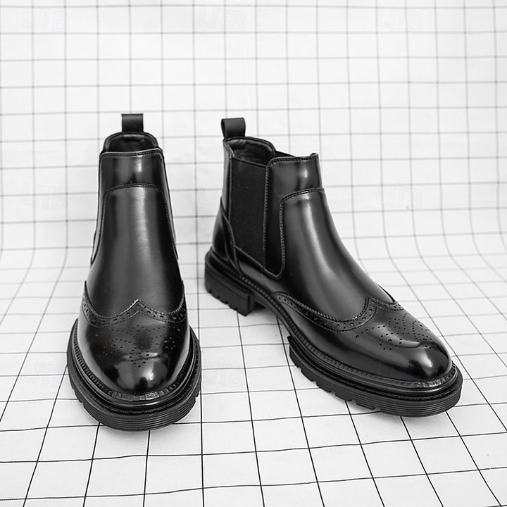 Leonard | Refined Brogue Chelsea Boots
