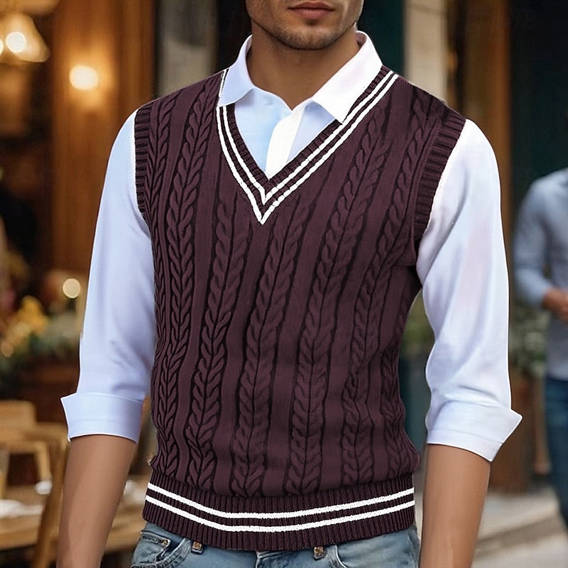 Percy | Cable-Knit V-Neck Sweater Vest