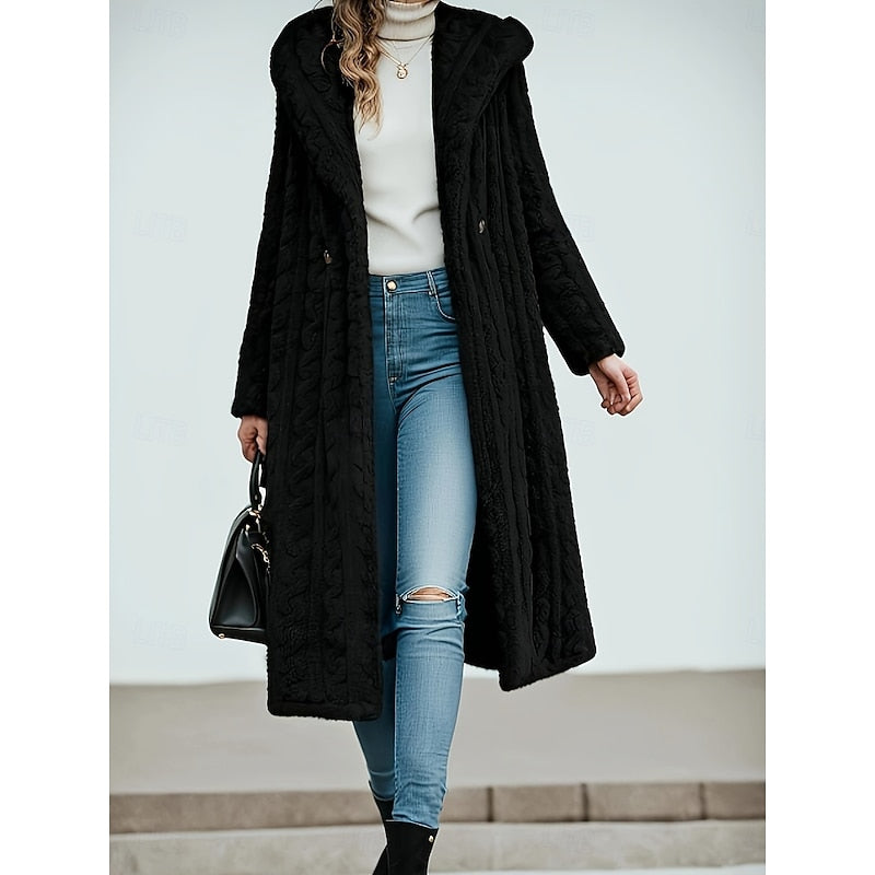 Marion | Longline Hooded Open-Front Coat