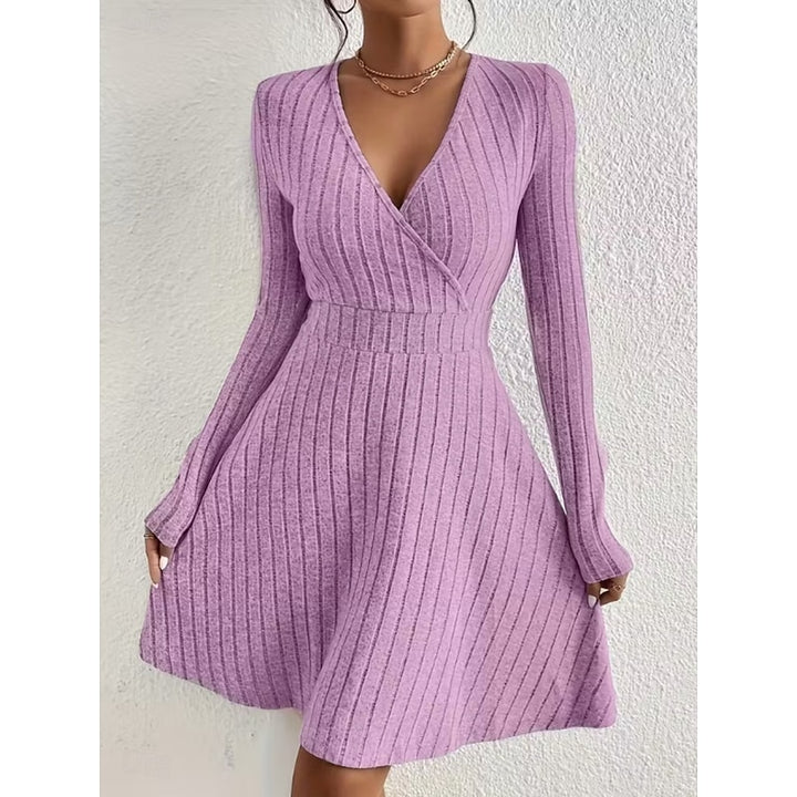 Aurelia | Ribbed Wrap-Front A-Line Dress