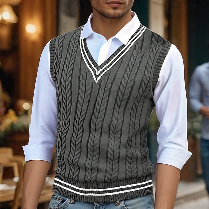 Percy | Cable-Knit V-Neck Sweater Vest
