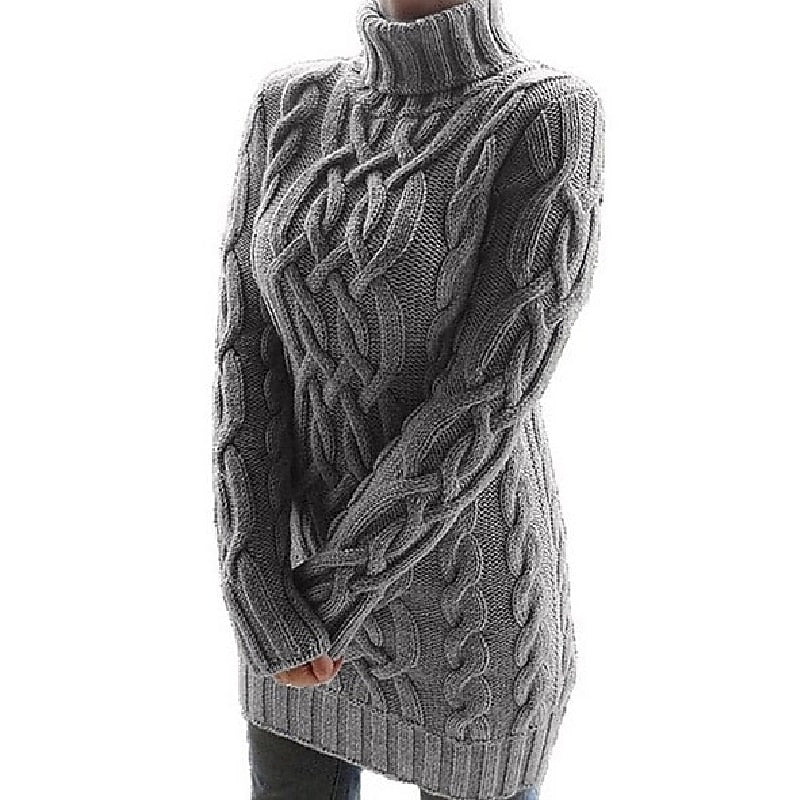 Freya | Cable-Knit Turtleneck Jumper Dress