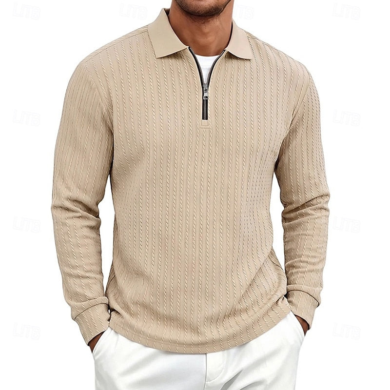 Bryson | Textured Quarter-Zip Polo Shirt