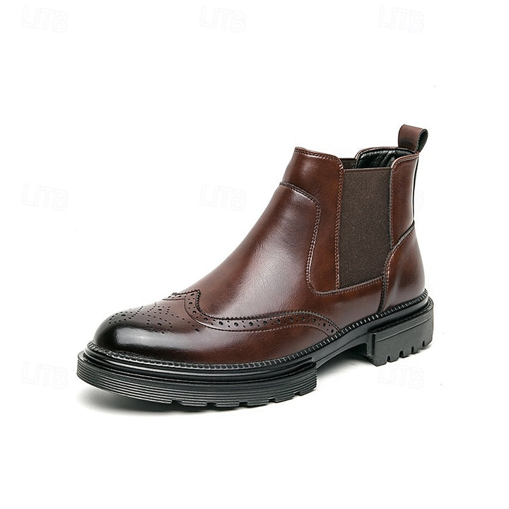 Leonard | Refined Brogue Chelsea Boots