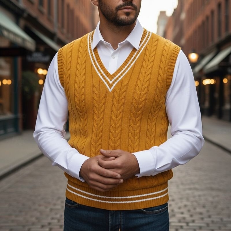 Percy | Cable-Knit V-Neck Sweater Vest