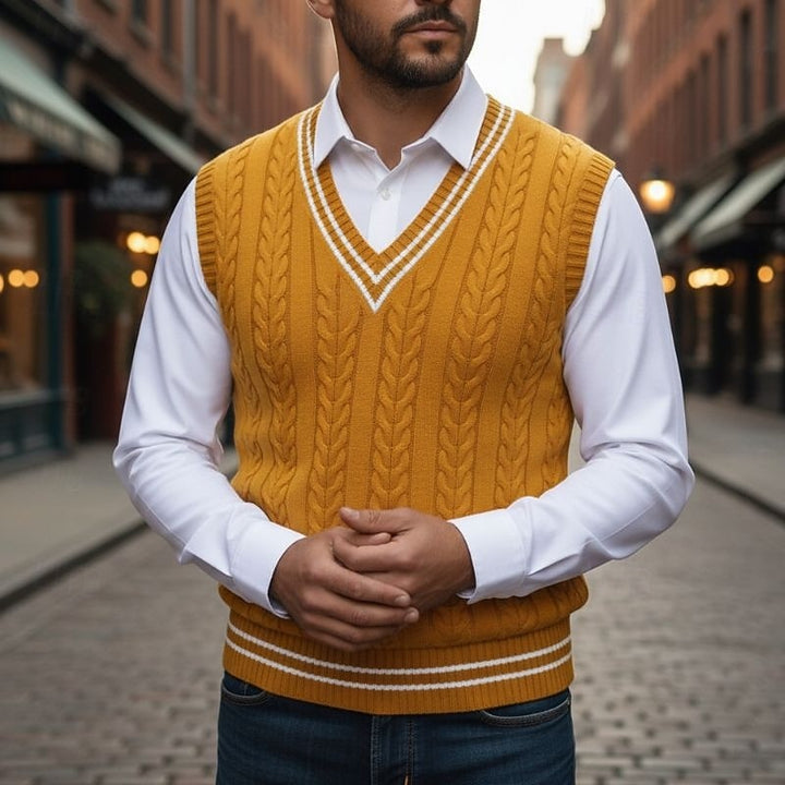 Percy | Cable-Knit V-Neck Sweater Vest