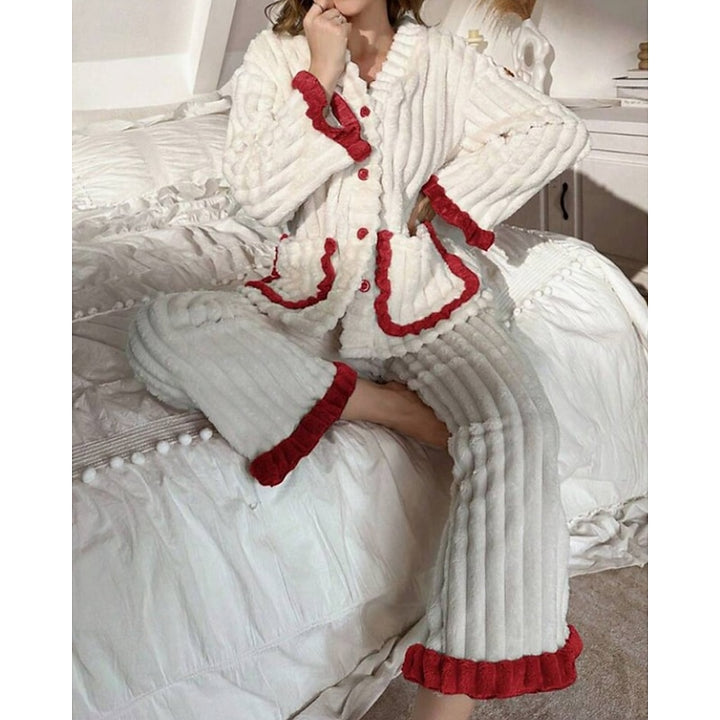 Cynthia | Ruffle-Trim Two-Piece Lounge Set