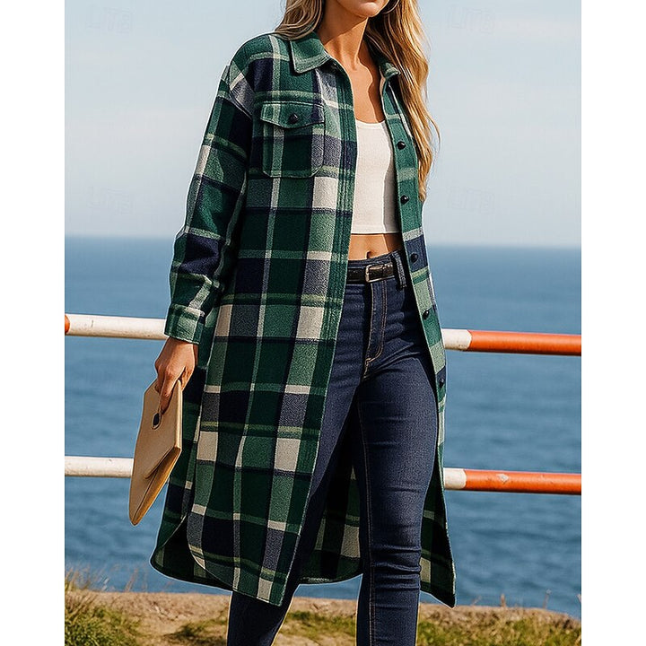 Noreen | Longline Checked Coat