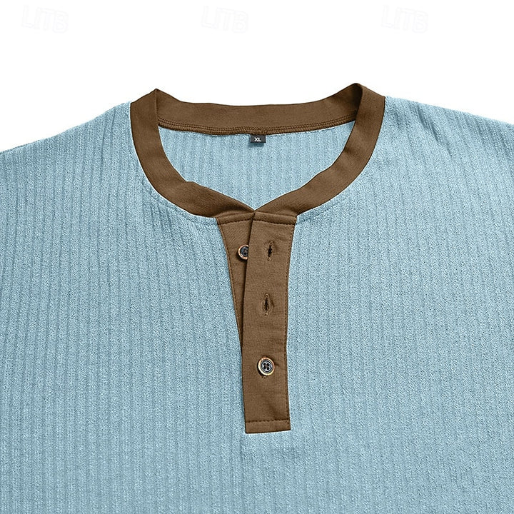 Owen | Ribbed Long-Sleeve Henley Shirt