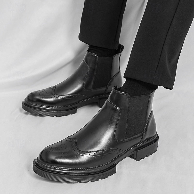 Leonard | Refined Brogue Chelsea Boots