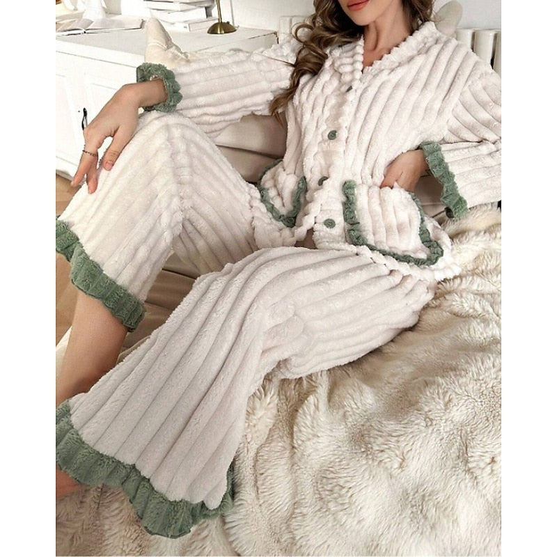 Cynthia | Ruffle-Trim Two-Piece Lounge Set