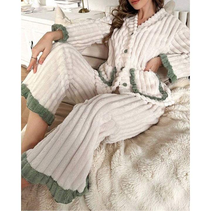 Cynthia | Ruffle-Trim Two-Piece Lounge Set