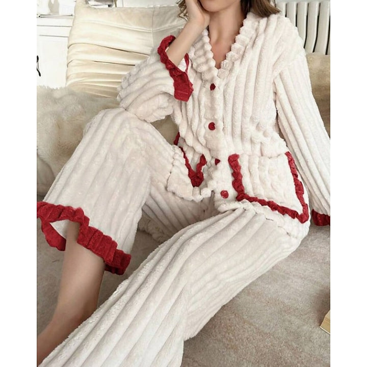 Cynthia | Ruffle-Trim Two-Piece Lounge Set
