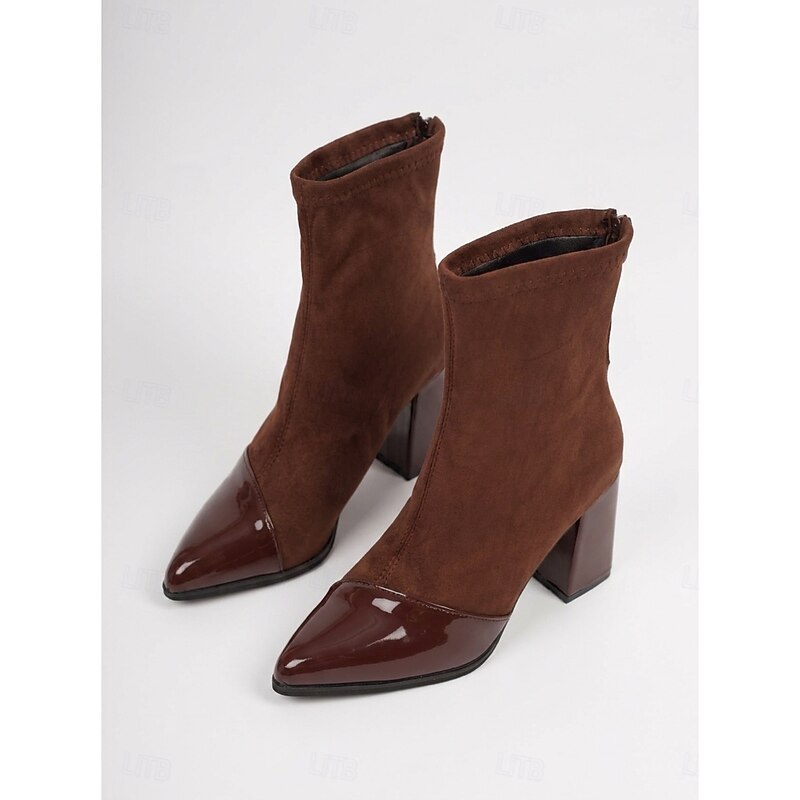 Lucia | Sleek Cap-Toe Chunky Heel Ankle Boots