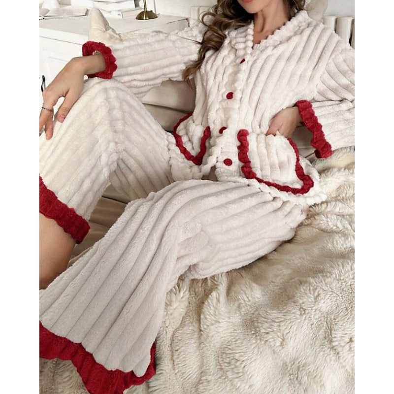 Cynthia | Ruffle-Trim Two-Piece Lounge Set