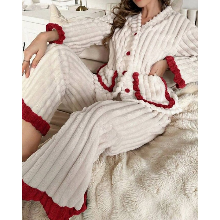 Cynthia | Ruffle-Trim Two-Piece Lounge Set
