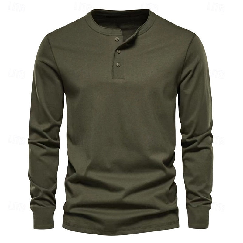 Grant | Classic Button-Neck Henley Shirt