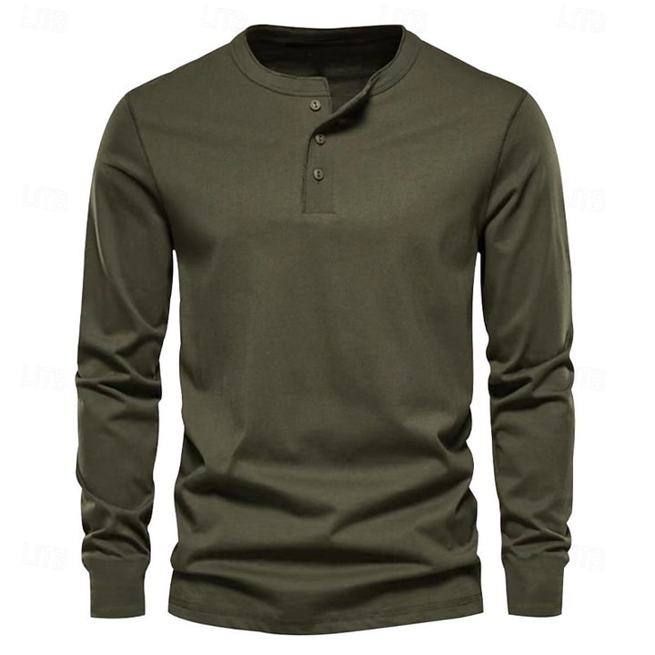 Grant | Classic Button-Neck Henley Shirt