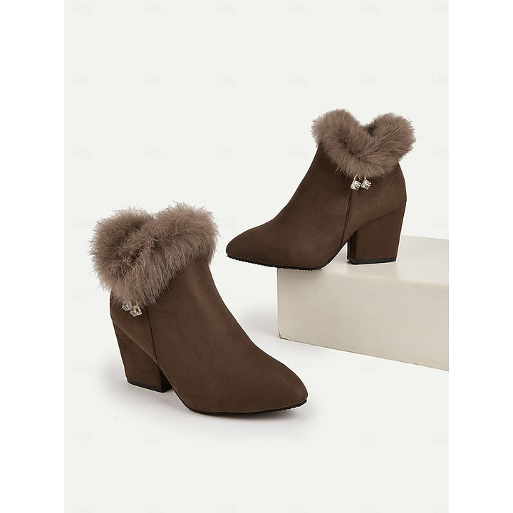 Pearl | Fur-Trimmed Block Heel Ankle Boots