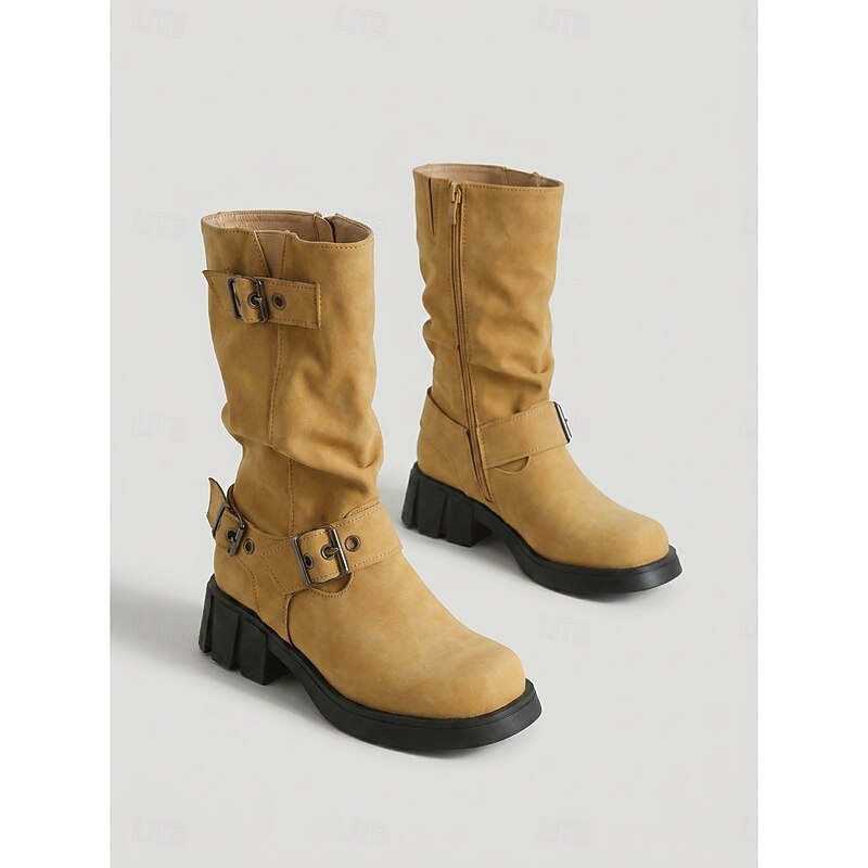 Ramona | Vintage Buckle Biker Boots