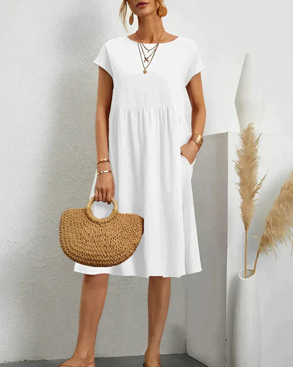 JACQUELINE | ELEGANT ROUND NECK DRESS