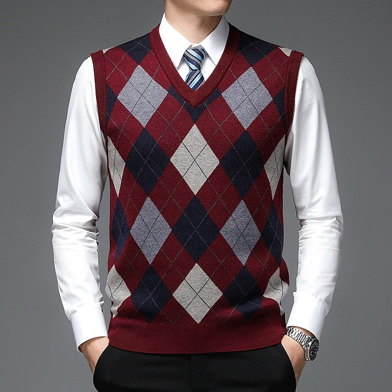 Sheldon | Argyle V-Neck Vest